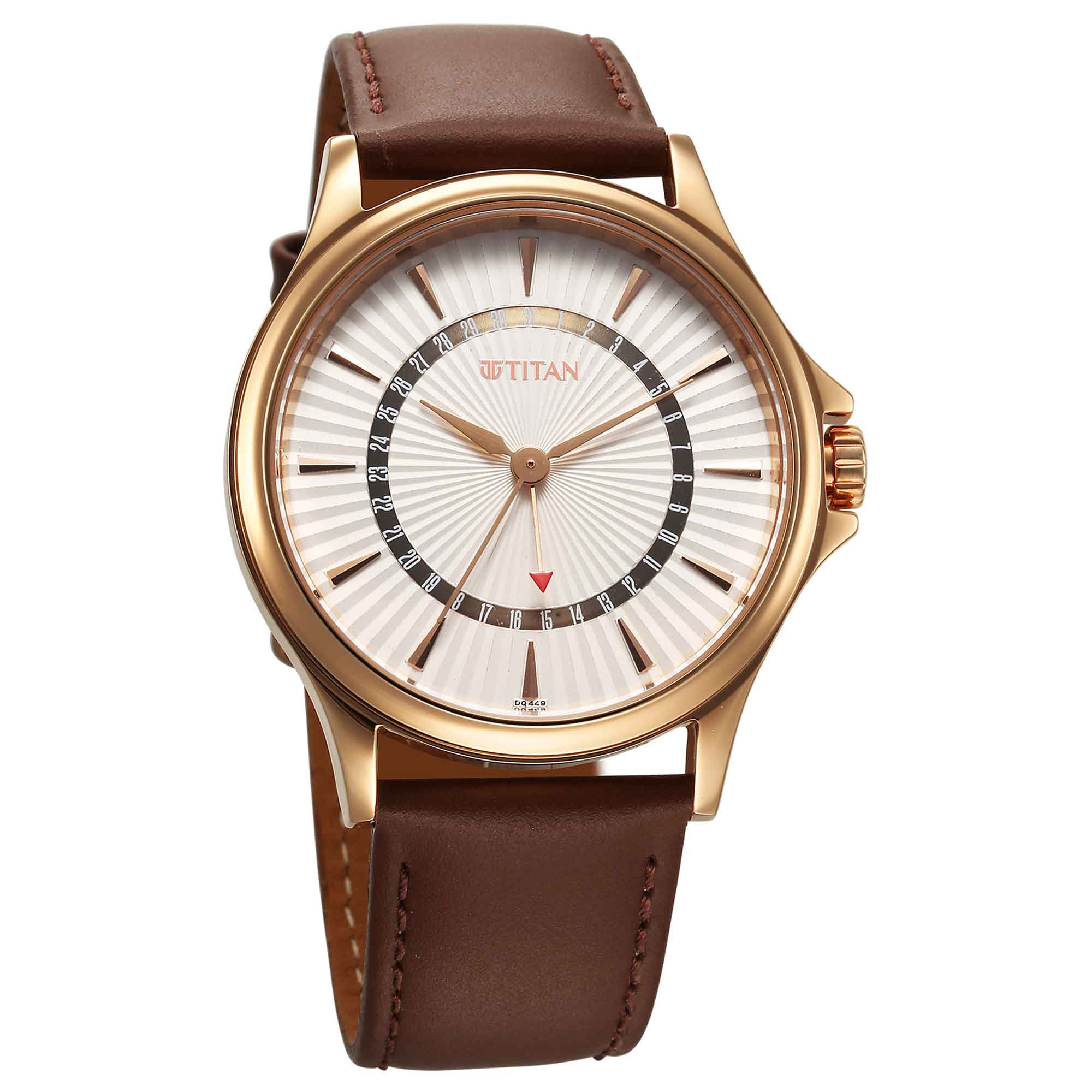 Titan Mens Karishma Strap Material Leather Dial Colour Silver 10038WL01