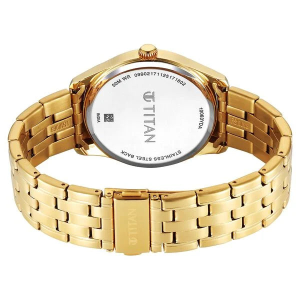 Titan Workwear Green Dial Rose Gold Stainless Steel Strap Analog Watch for Men