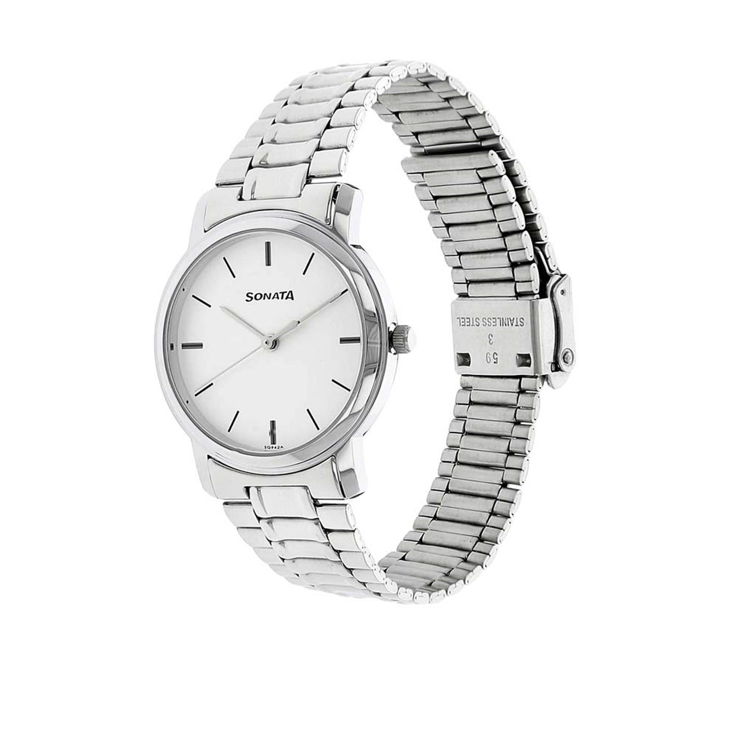 Sonata White Dial Analog Watch for Men 1013SM01