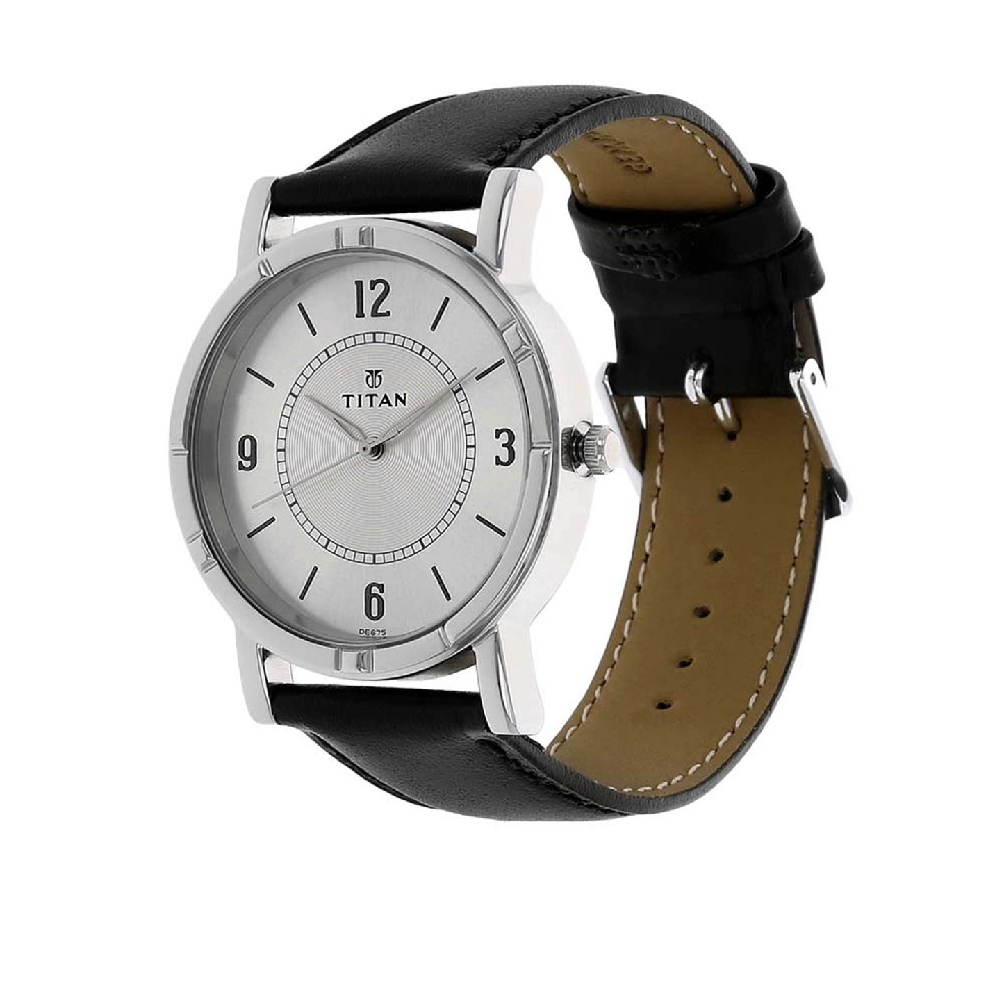Silver Dial Leather Strap Watch