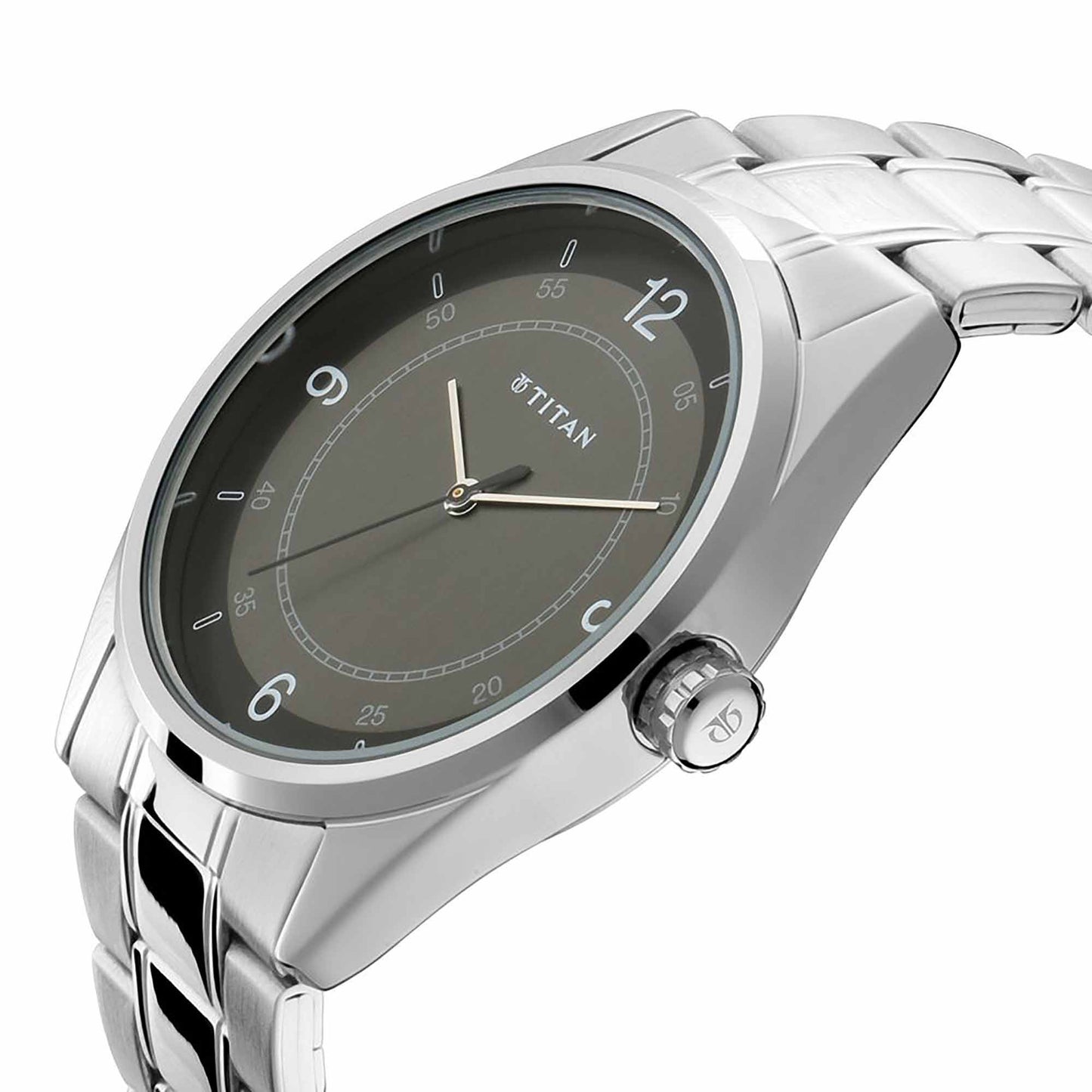 Titan Men's Eleganza Lumina Blue: Luminous Dial Watch with Sophisticated Link Metal Strap