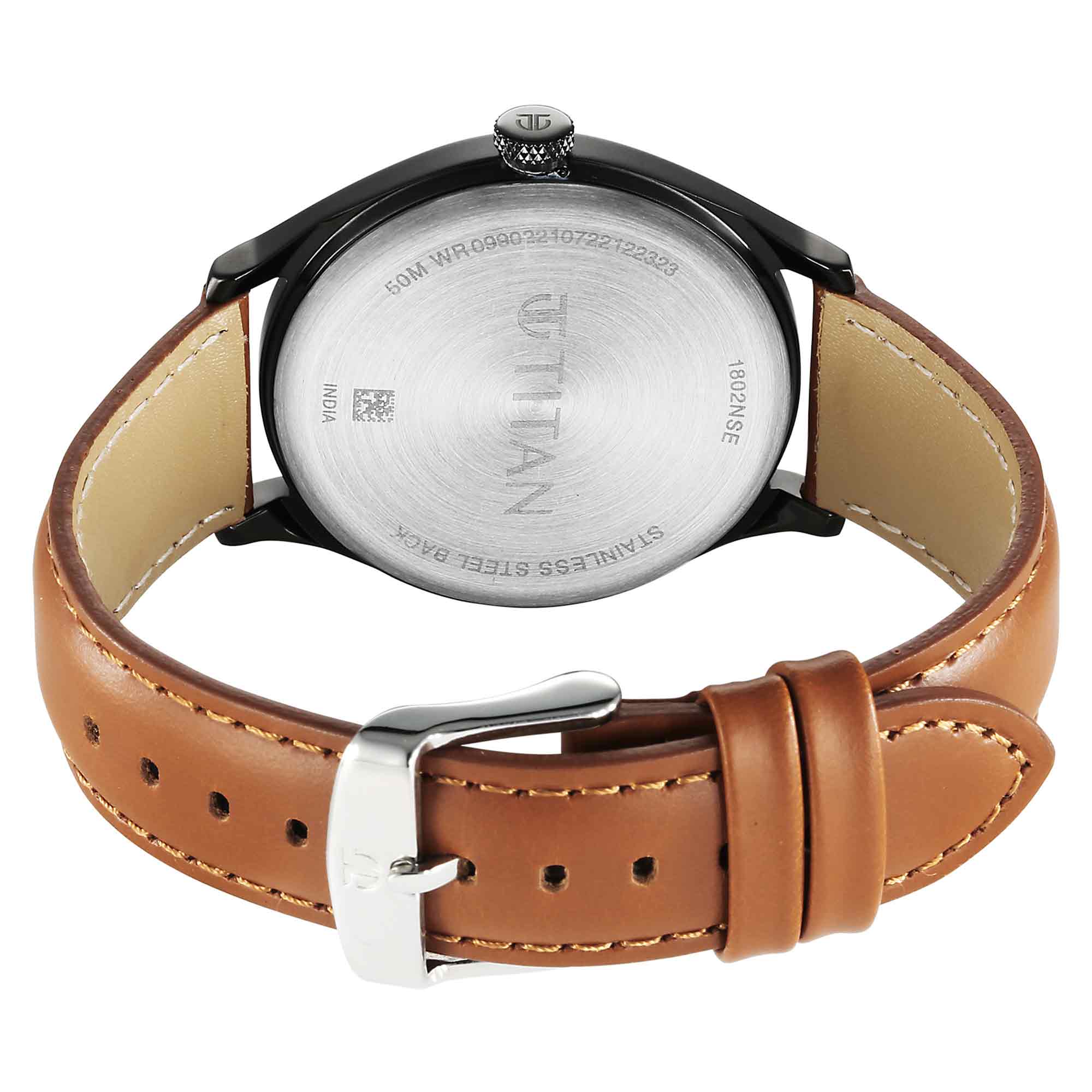 Titan Neo Economy IV Strap Material Leather Dial Colour Grey 1802QL03