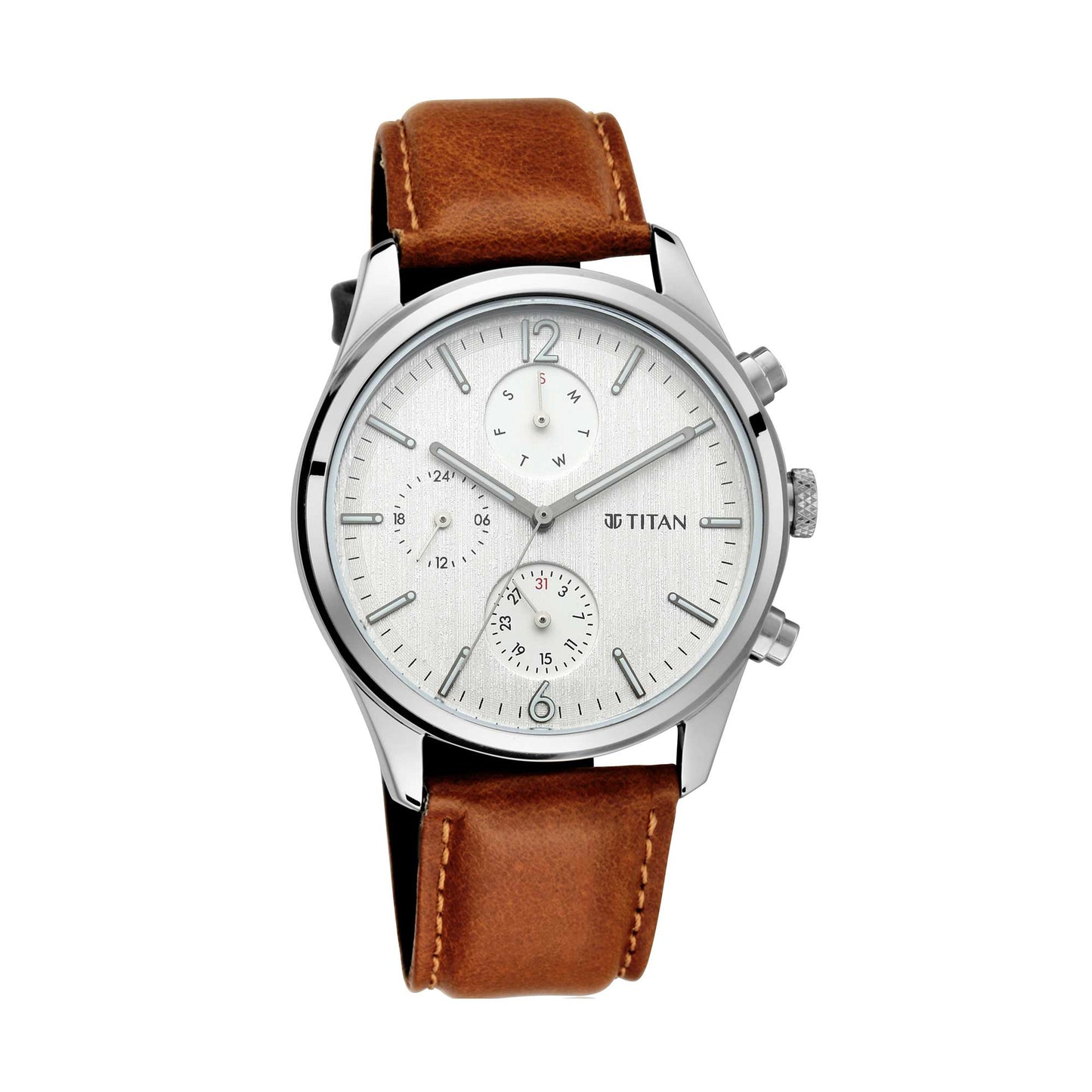 Workwear Watch with White Dial & Leather Strap 1805SL04