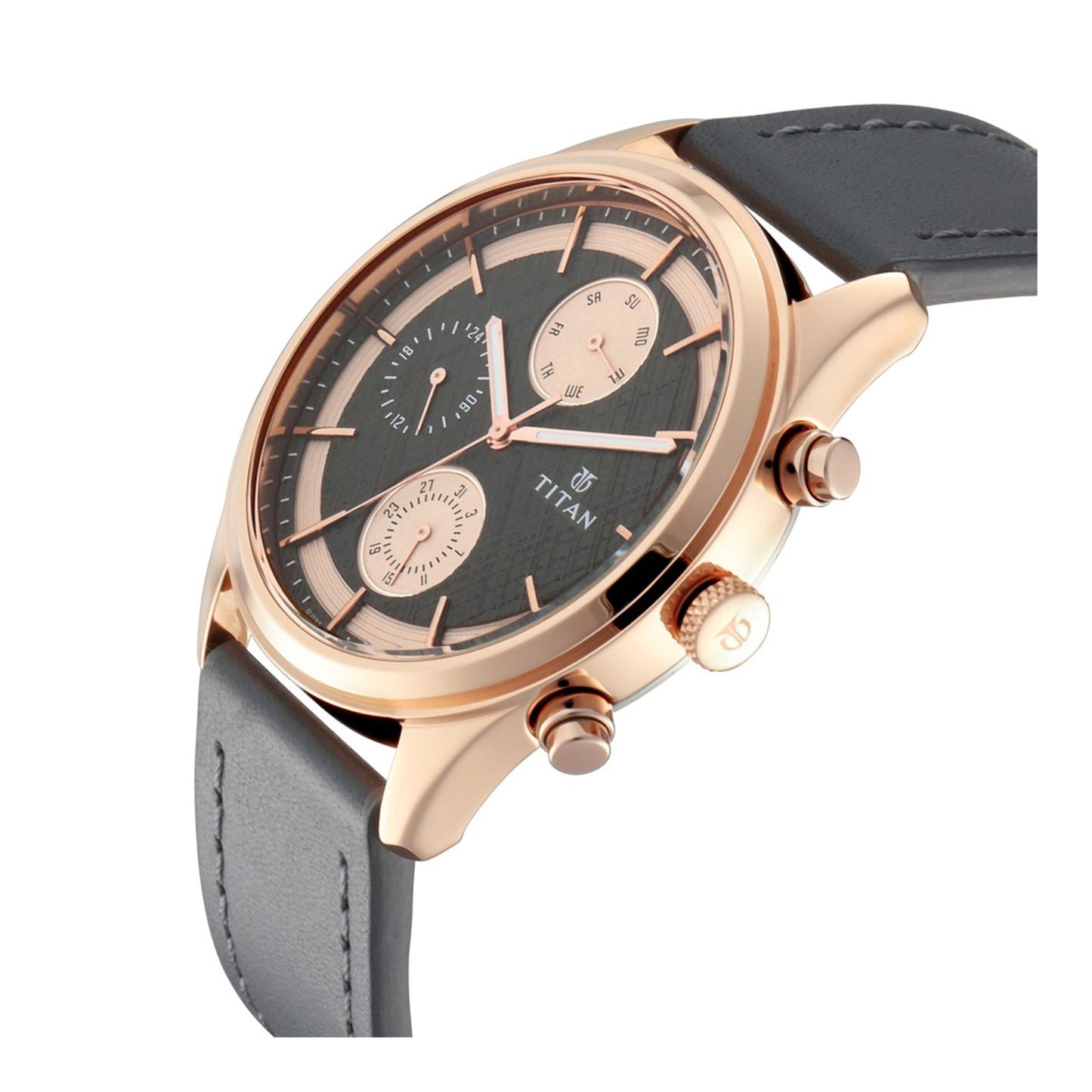 Titan Workwear Grey Dial Multi Leather Strap watch for Men