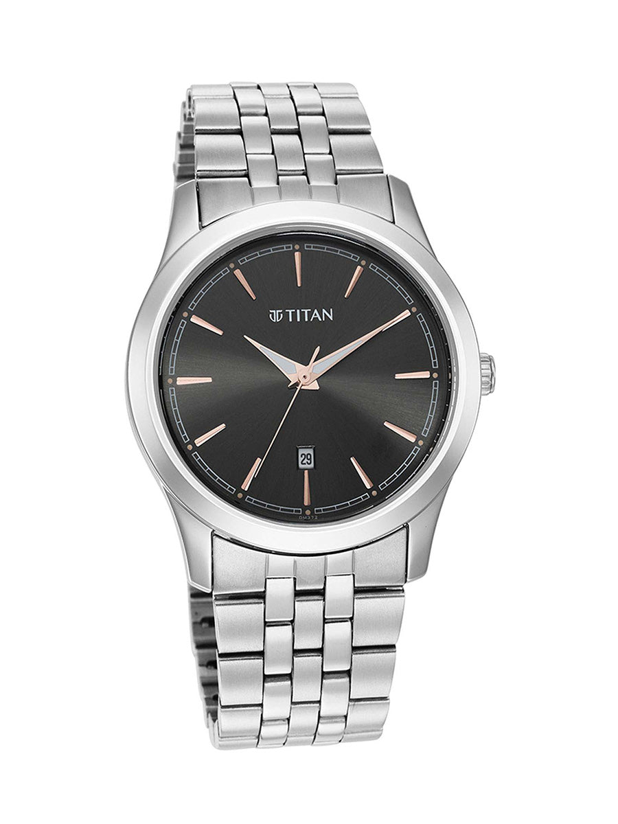 Titan Quartz Analog Anthracite Dial Stainless Steel Strap Watch for Men