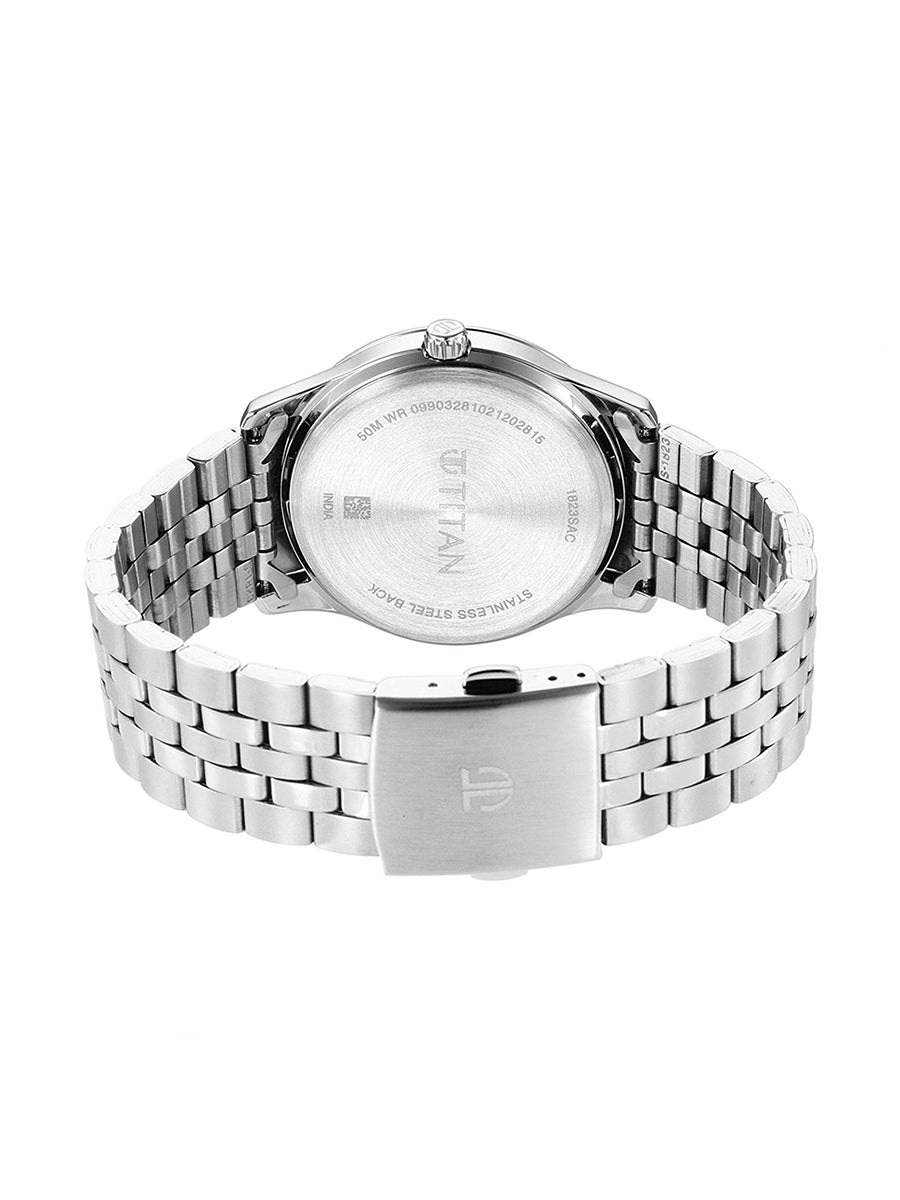 Titan Quartz Analog Anthracite Dial Stainless Steel Strap Watch for Men