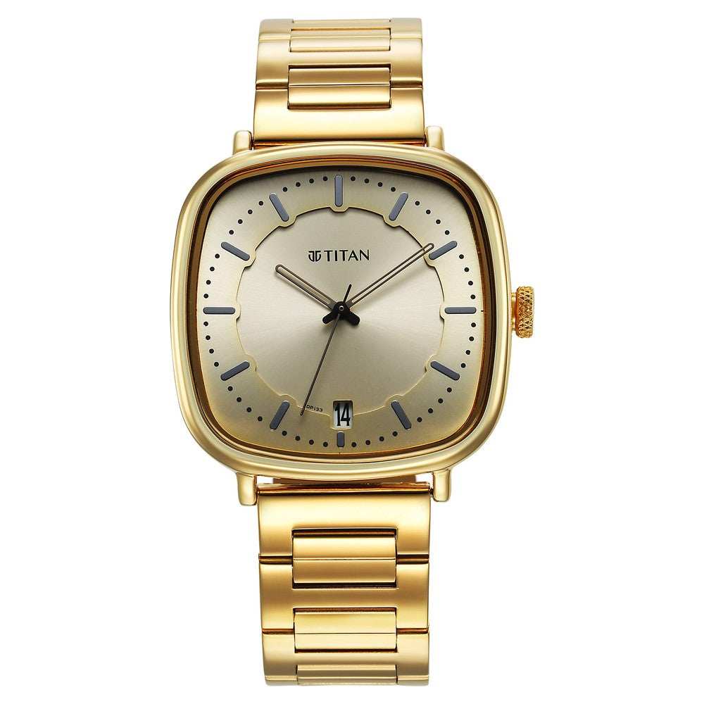 Titan Shaped Case Light Champ Dial Metal Strap Watch – Nepal Trade