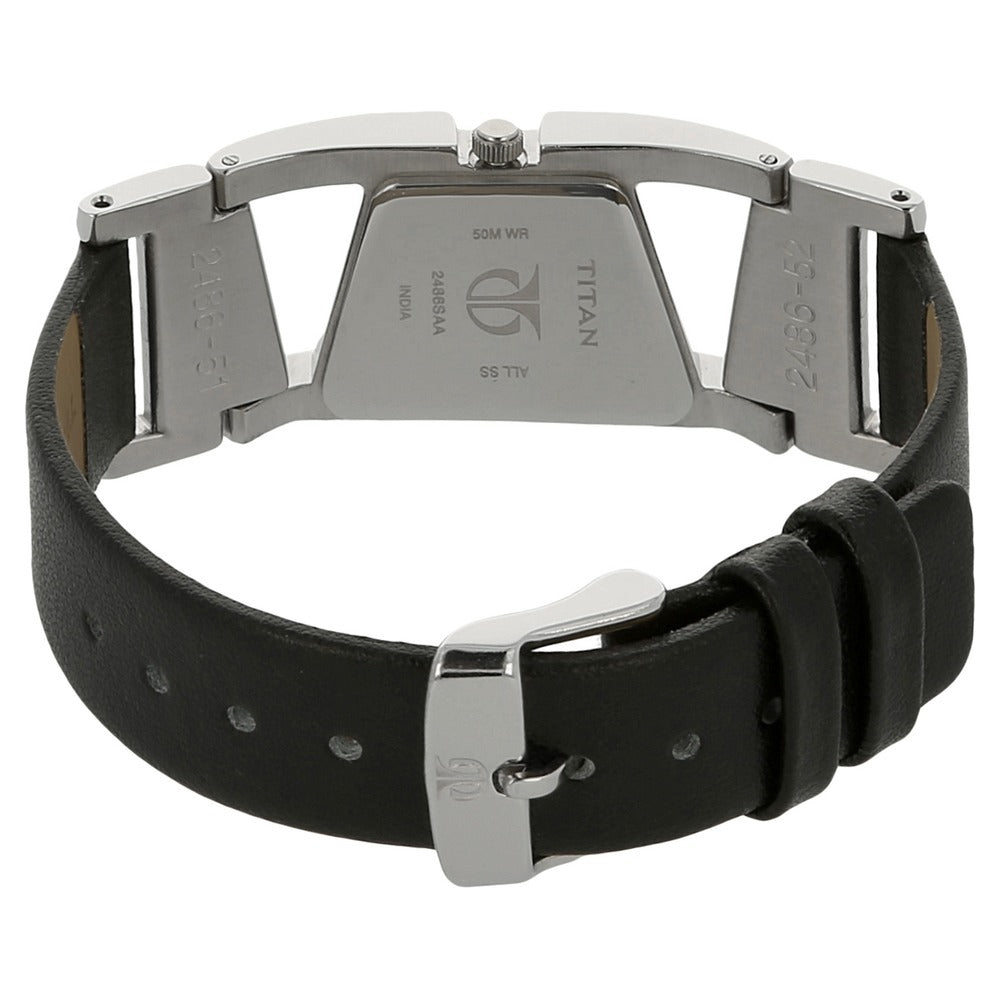 Titan Workwear Black Dial Women Watch With Leather Strap
