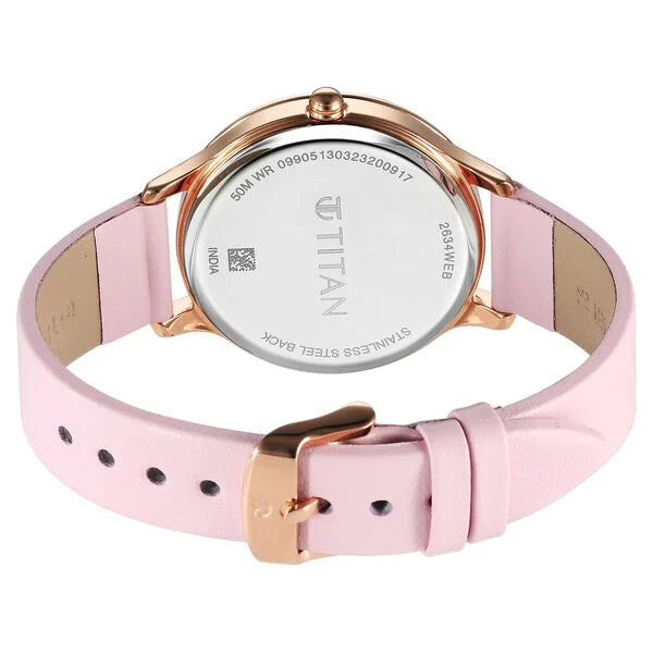 Titan Purple Glam It Up Pink Dial Analog with Date Strap Watch for Women 2634WL02