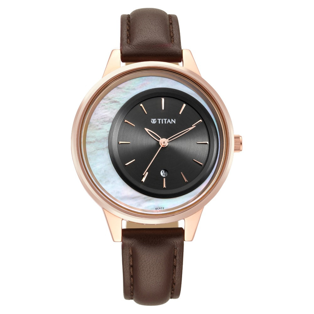 Titan Crescent Quartz Analog Leather Strap Watch for Women