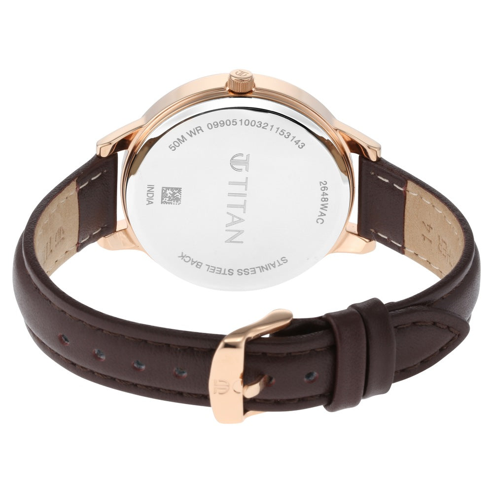 Titan Crescent Quartz Analog Leather Strap Watch for Women