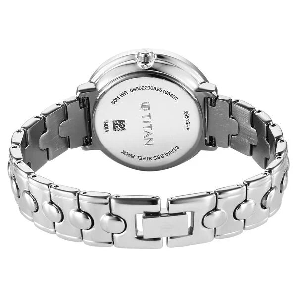 Titan Workwear Burgundy Dial Silver Stainless Steel Analog Watch for Women