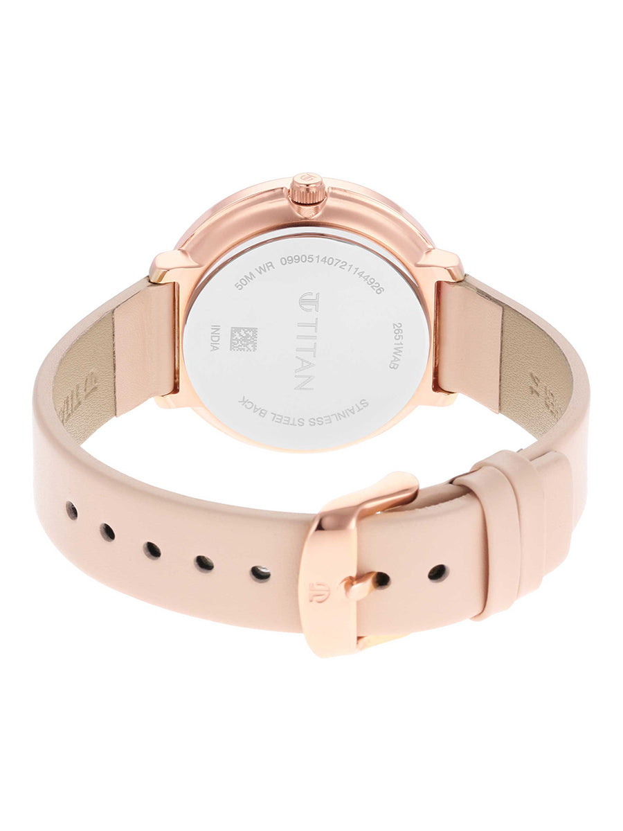 Titan Women's Svelte Rose gold: Multi-Function Watch with Leather Strap