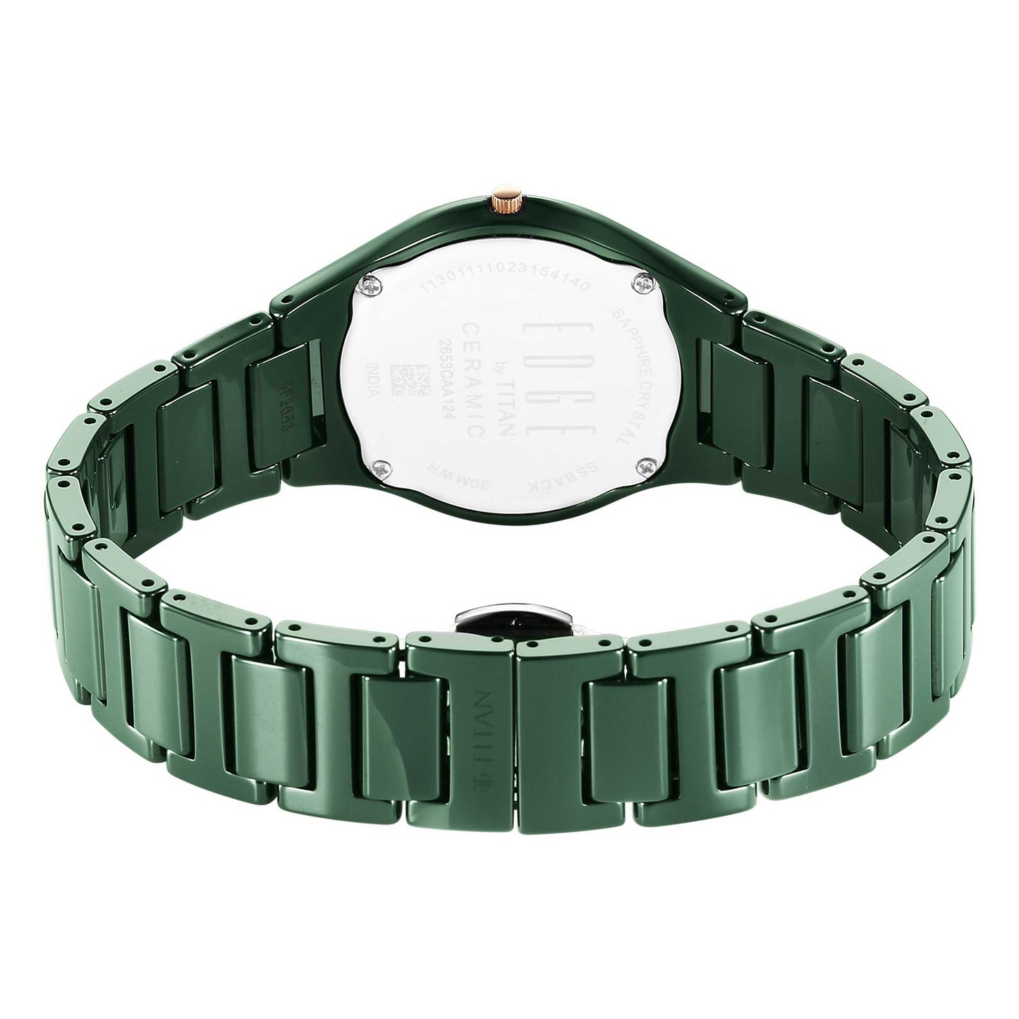 Titan Edge Bicolour Quartz Analog Green Dial Green Ceramic Strap Watch For Women