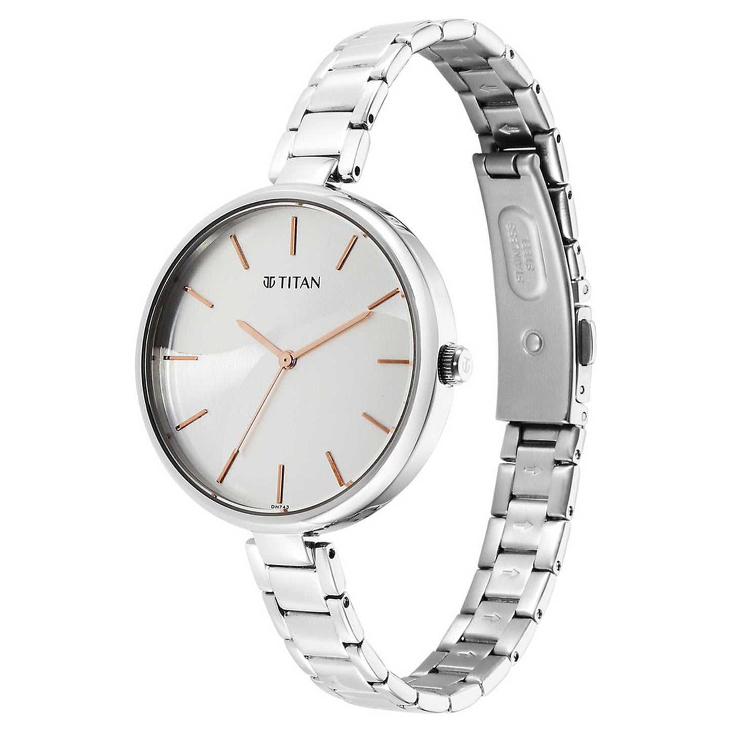 Titan Purple Stackables Quartz Alog Two Toned Dial Stainless Steel Strap Watch for Women