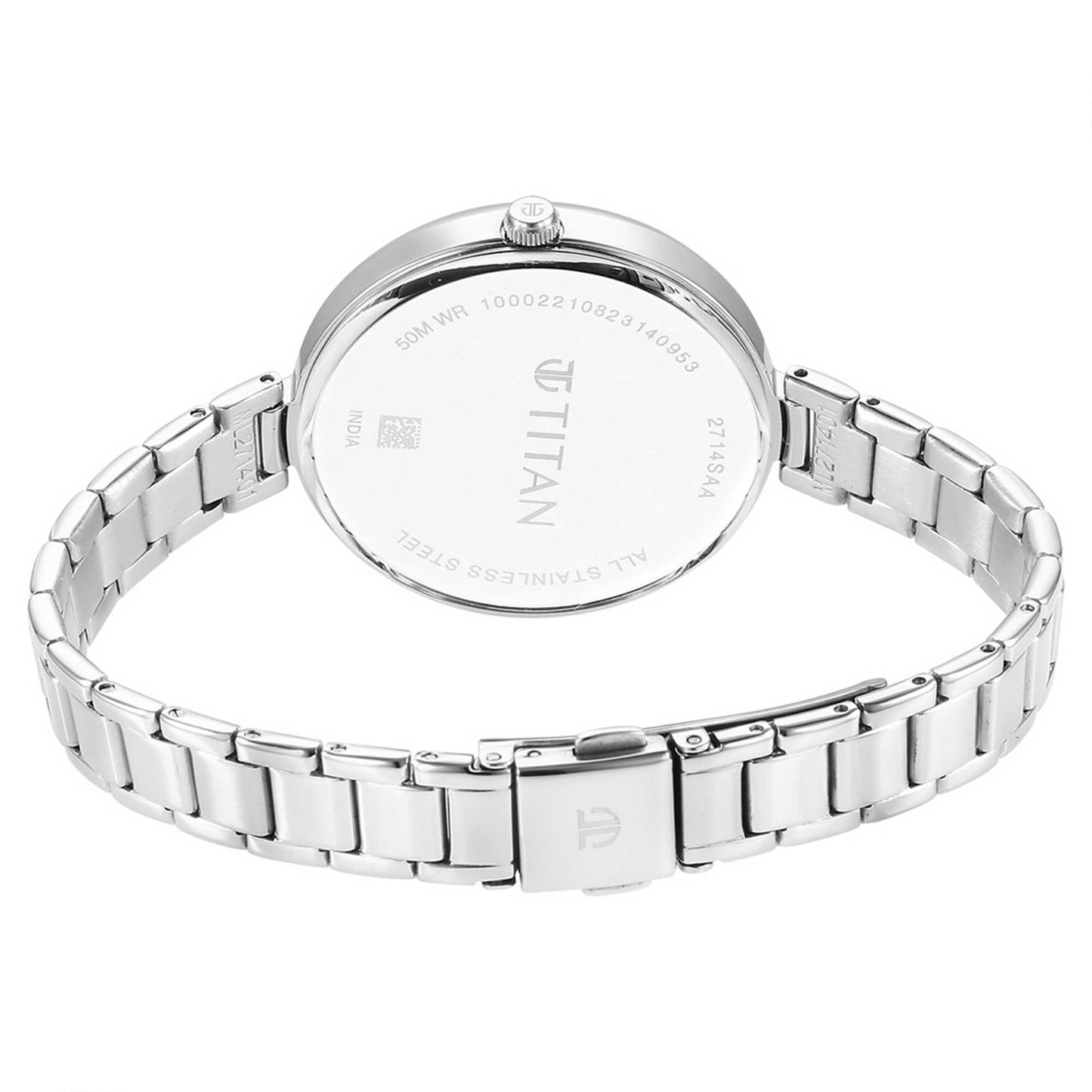 Titan Purple Stackables Quartz Alog Two Toned Dial Stainless Steel Strap Watch for Women