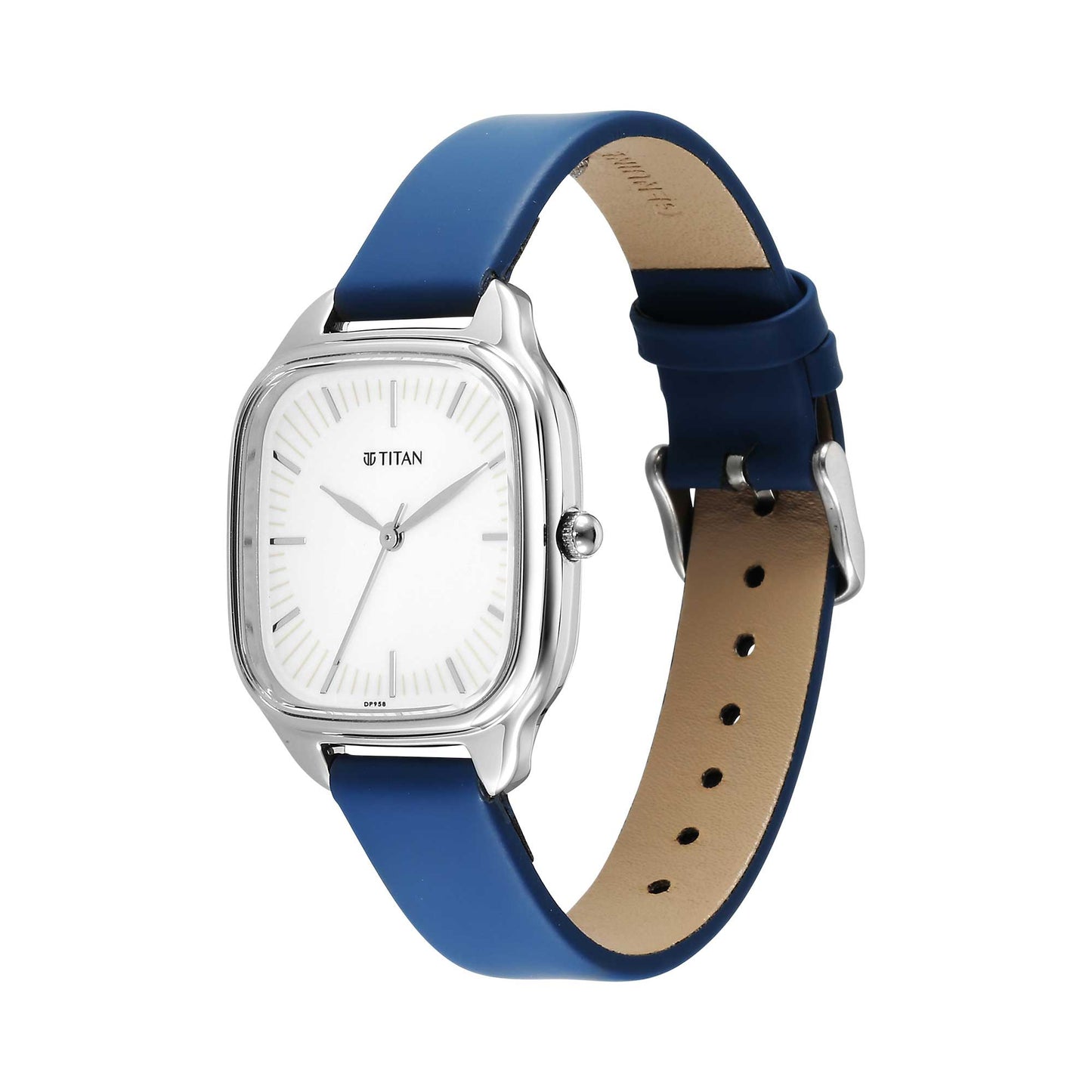 Titan Workwear Quartz Analog White Dial Green Leather Strap Watch For Women