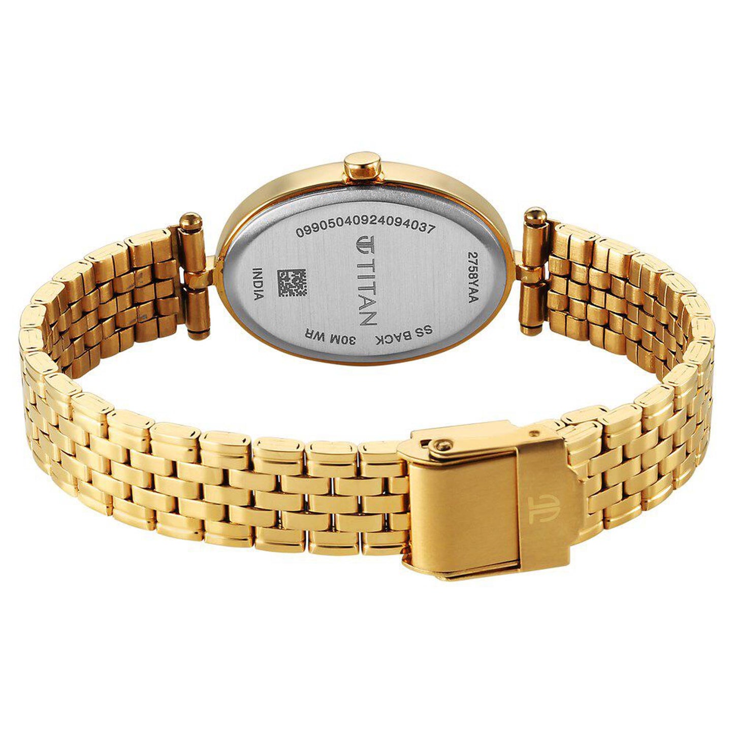 Titan Karishma Quartz Analog Silver Dial Golden Stainless Steel Strap Watch For Women(2758YM01)