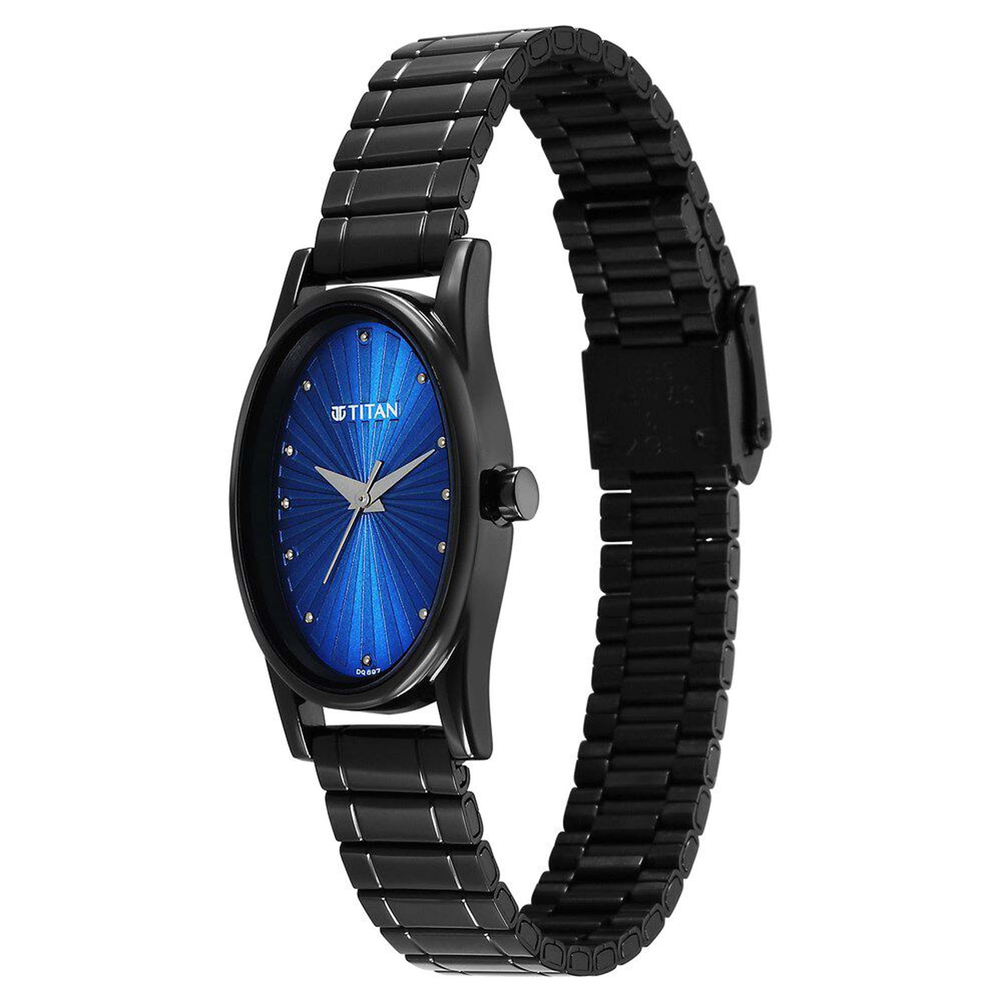 Titan Karishma Quartz Analog Blue Dial Black Stainless Steel Strap Watch For Women(2759NM01)
