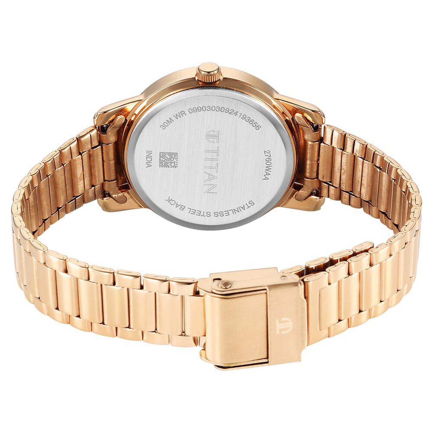 Titan Karishma Quartz Analog Silver Dial Rose Gold Stainless Steel Strap Watch For Women(2760WM01)