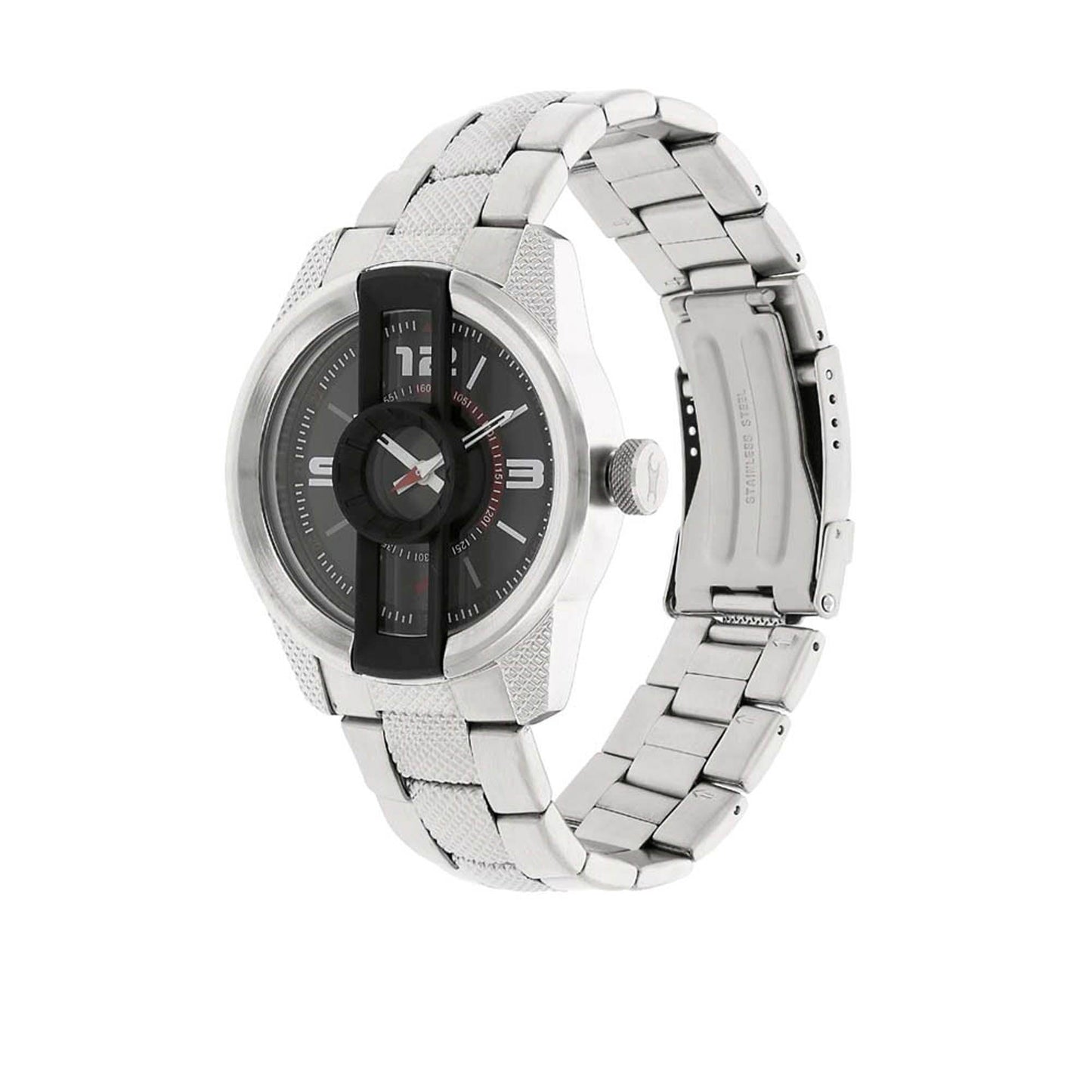 Fastrack Motorheads Quartz Analog Black Dial Stainless Steel Strap Watch for Guys