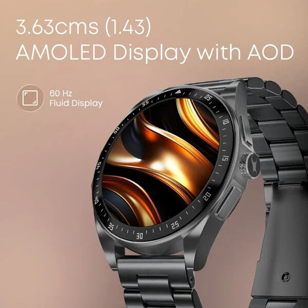 Fastrack Radiant FX1 Luxury Metal Smartwatch with 3.6 cm AMOLED Display, SingleSync BT Calling, Functional Crown 38123NM01