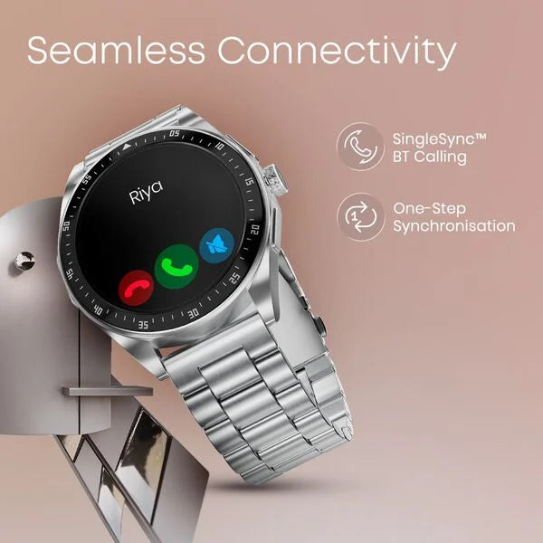 Fastrack Radiant FX1 Luxury Metal Smartwatch with 3.6 cm AMOLED Display, SingleSync BT Calling, Functional Crown 38123NM01