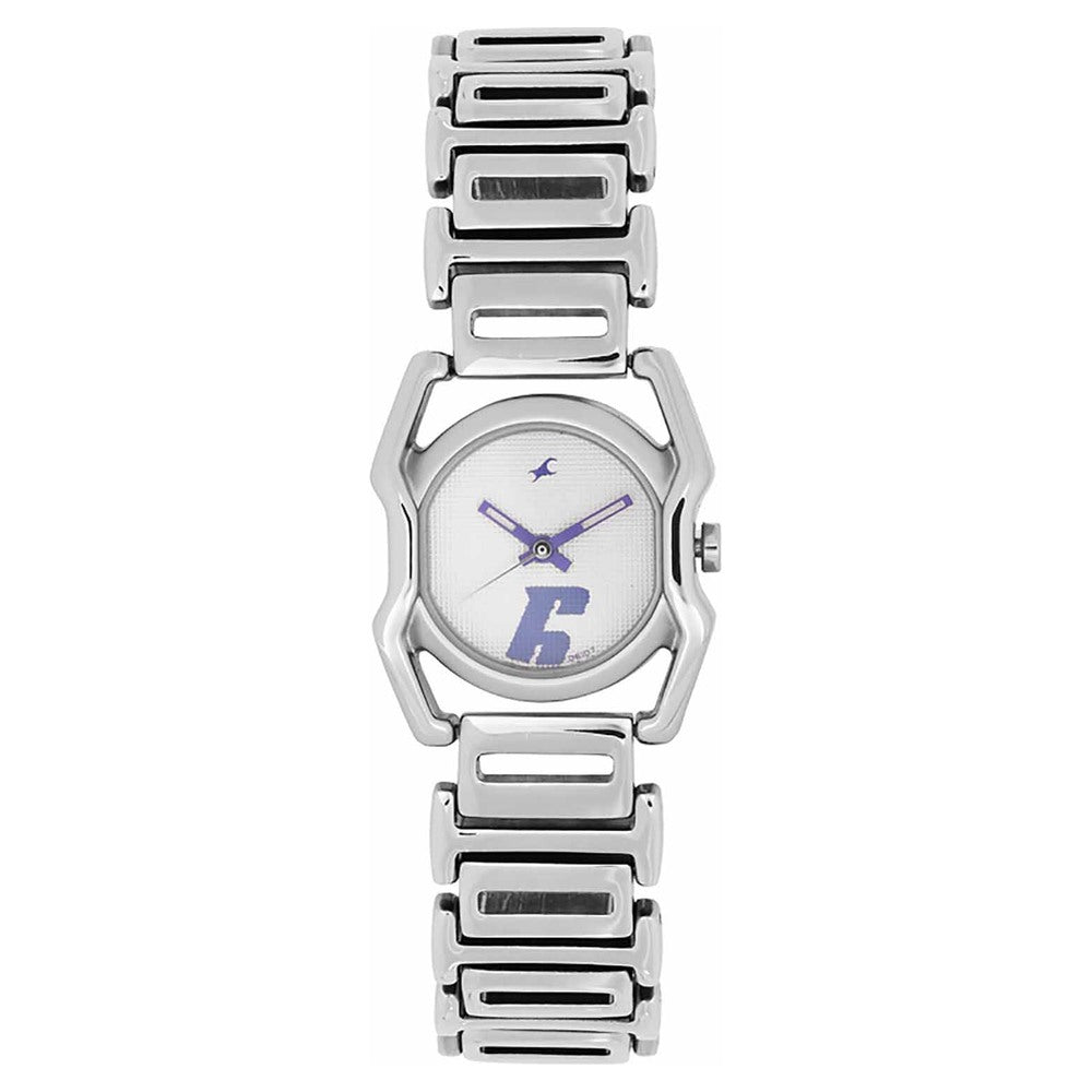 Fastrack Quartz Analog Silver Dial Metal Strap Watch for Girls