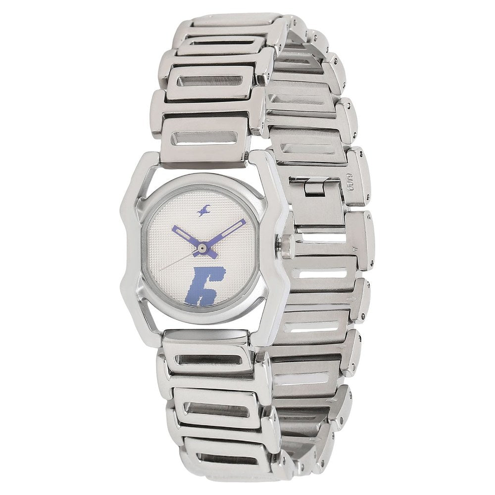 Fastrack Quartz Analog Silver Dial Metal Strap Watch for Girls