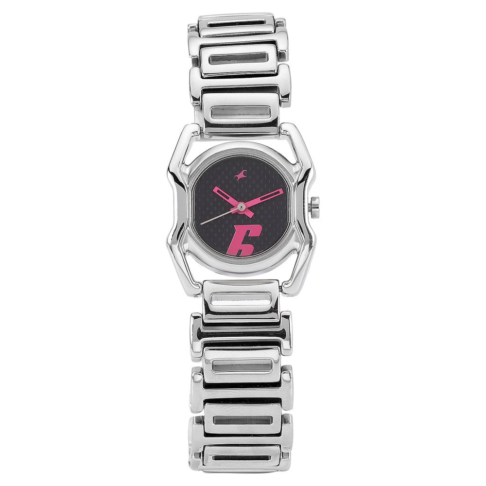 Fastrack Quartz Analog Black Dial Metal Strap Watch for Girls