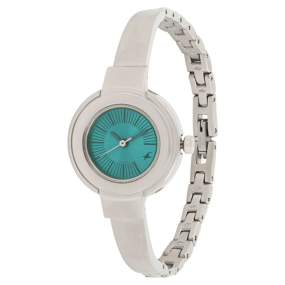 Fastrack Quartz Analog Green Dial Stainless Steel Strap Watch for Girls