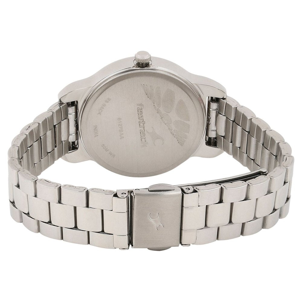 Fastrack Quartz Analog Purple Dial Stainless Steel Strap Watch for Girls