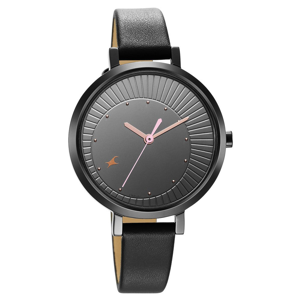 Style Up Black Dial Leather Strap Watch for Girls