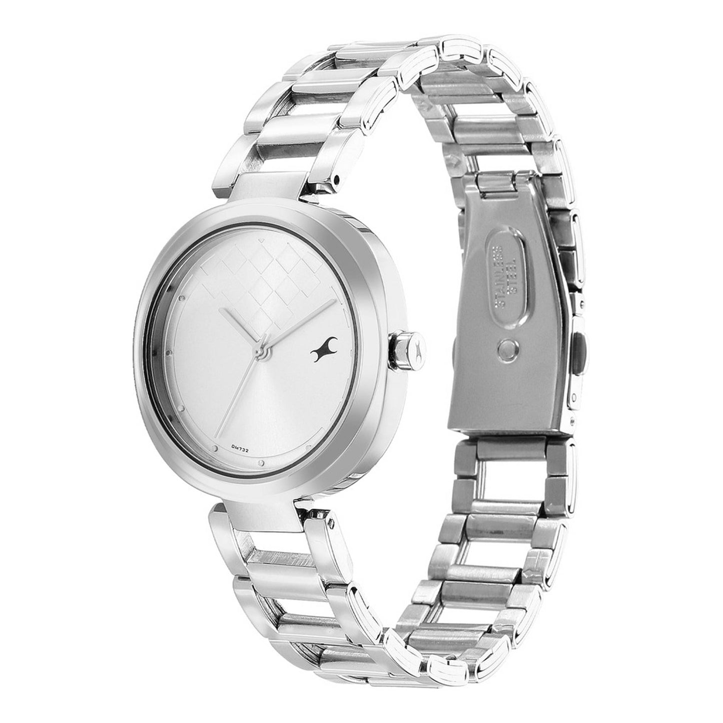 Fastrack Stunners Quartz Analog Silver Dial Stainless Steel Strap Watch for Girls