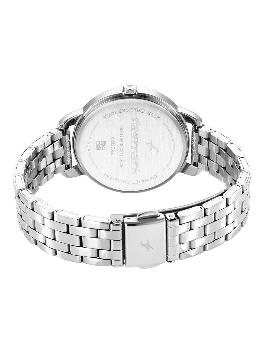 Fastrack Stunners Quartz Analog Silver Dial Metal Strap Watch for Girls 6282SM01