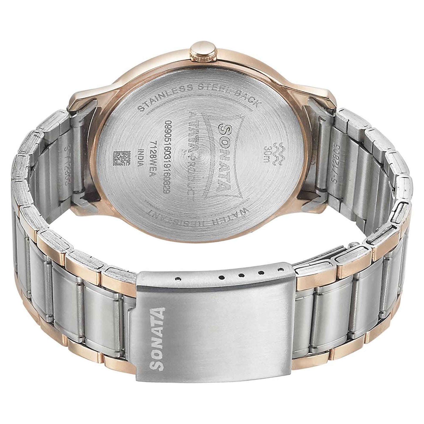 Sonata Beyond Gold Quartz Analog Blue Dial Metal Strap Watch for Men