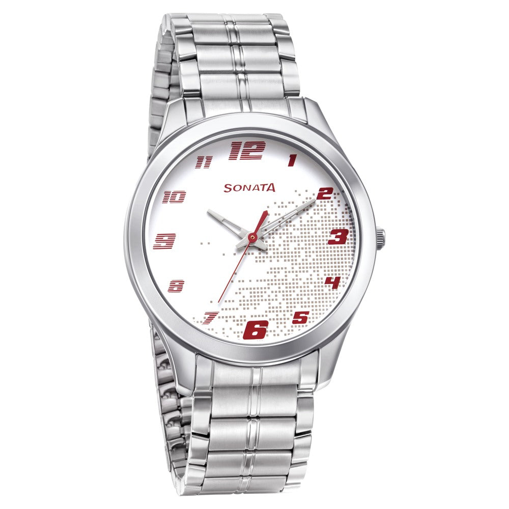 Sonata RPM Quartz Analog White Dial Metal Strap Watch for Men Nepal Trade Network Pvt. Ltd