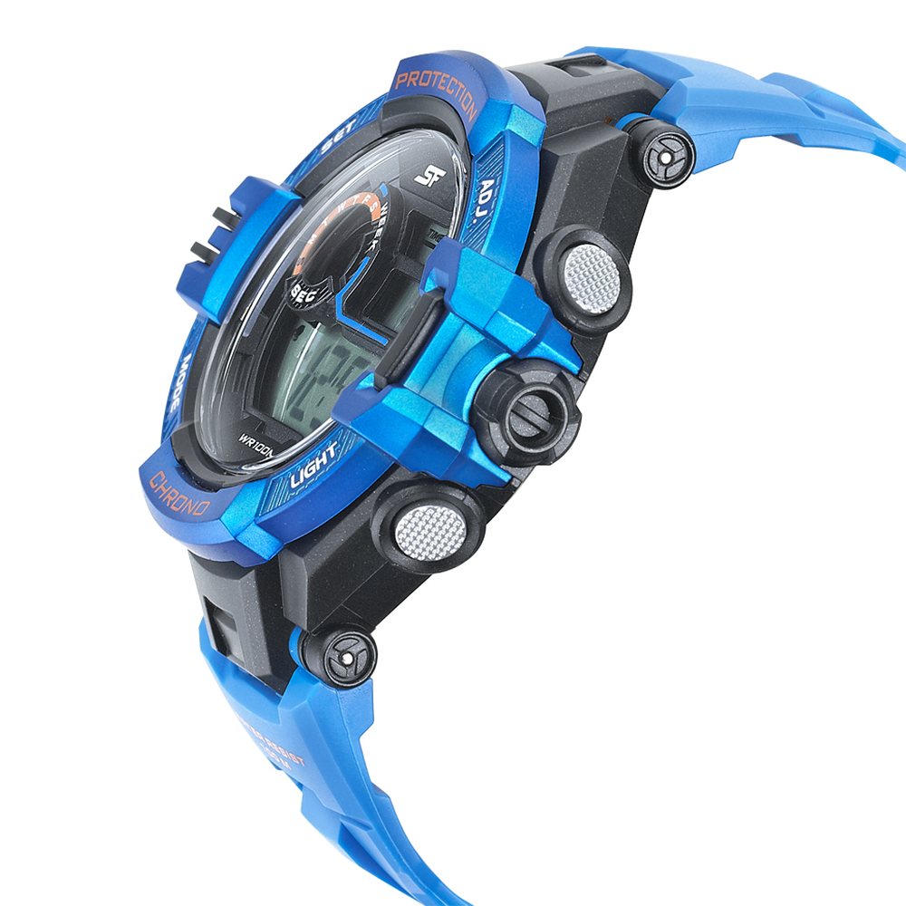 SF Digital Dial Blue PU Strap Watch for Men