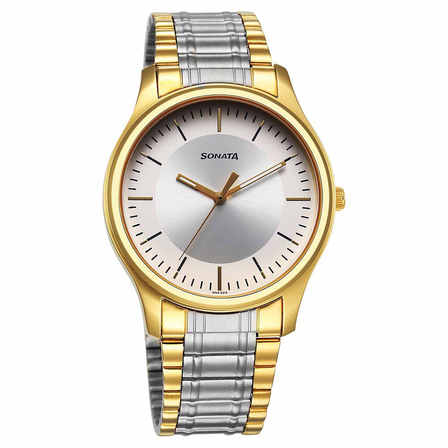 Sonata Traditional Essentials Quartz Analog Silver Dial Stainless Steel Strap Watch for Men