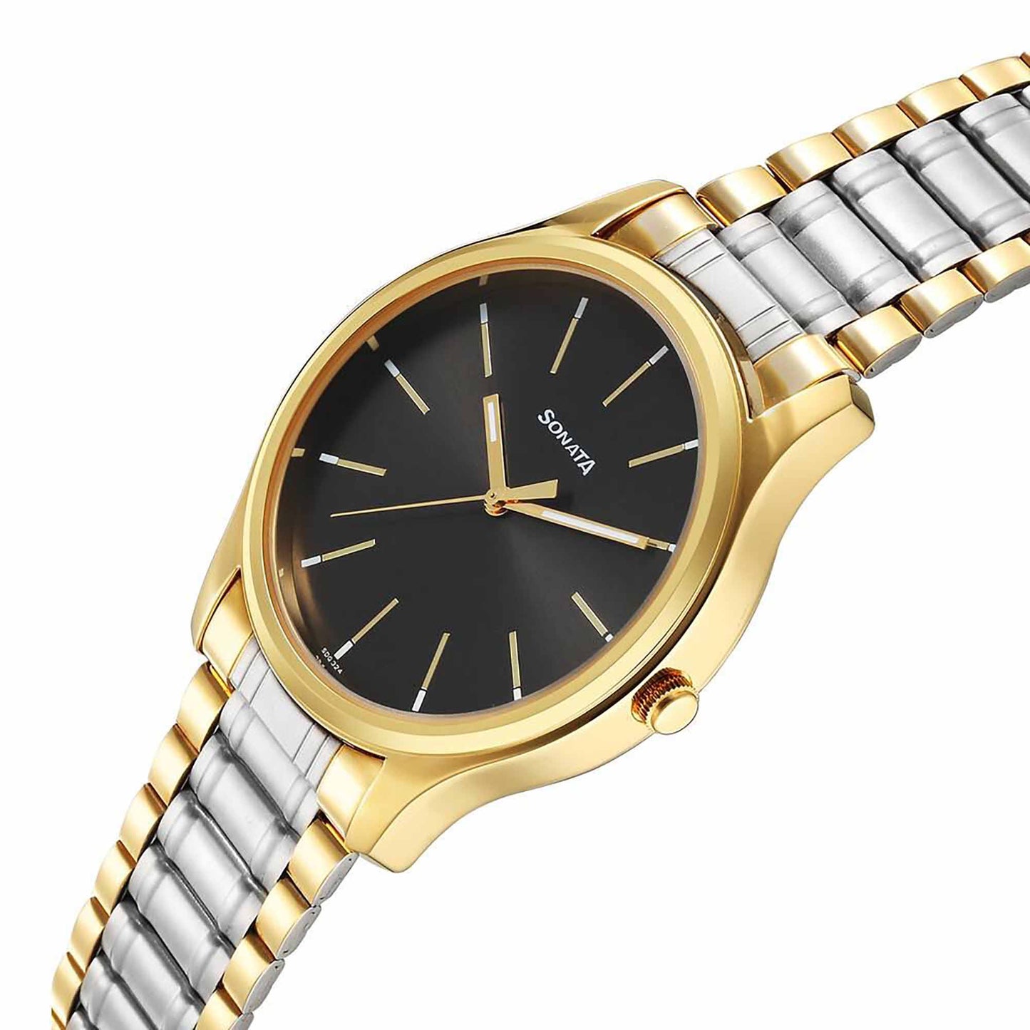 Sonata Traditional Essentials Quartz Analog Grey Dial Stainless Steel Strap Watch for Men