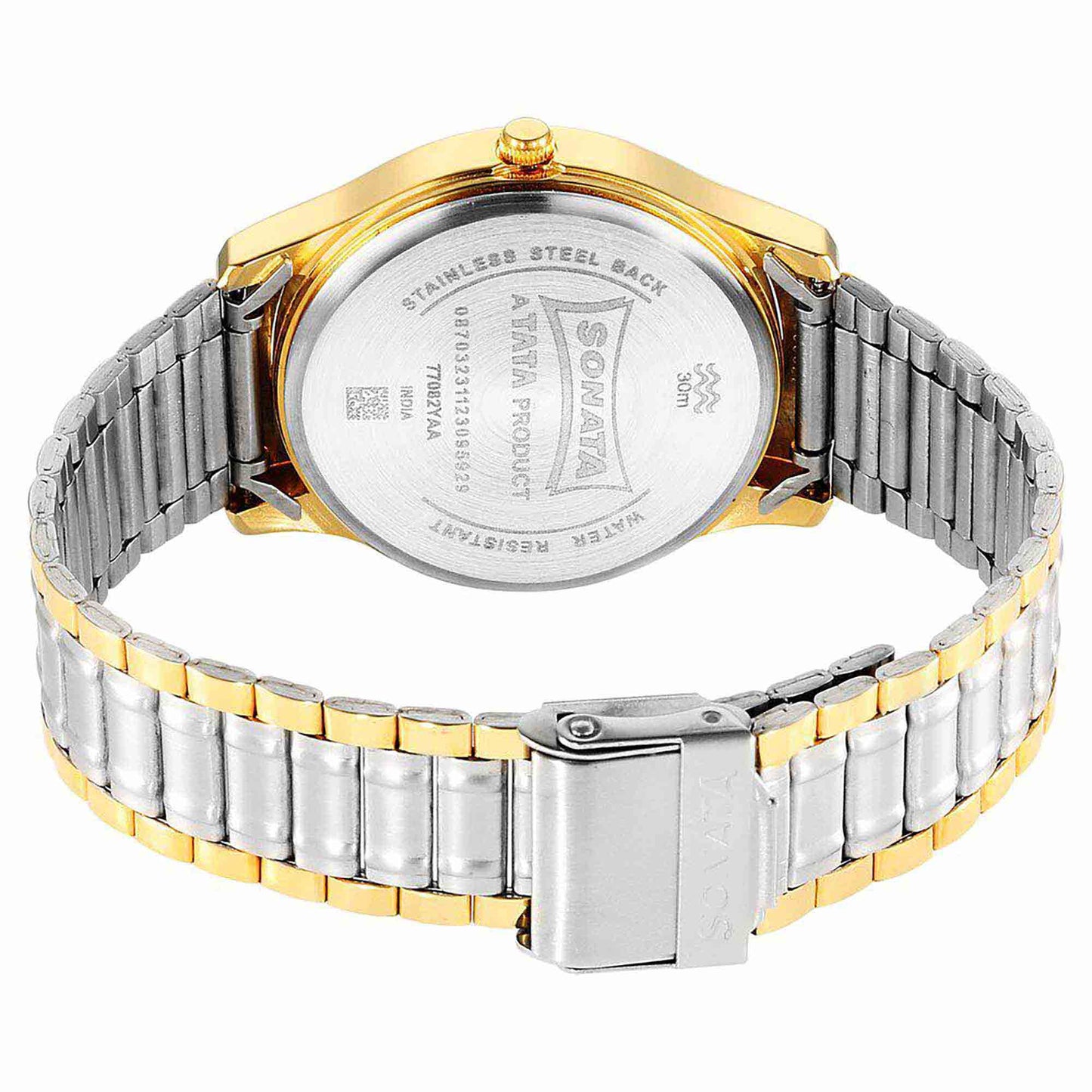 Sonata Traditional Essentials Quartz Analog Grey Dial Stainless Steel Strap Watch for Men
