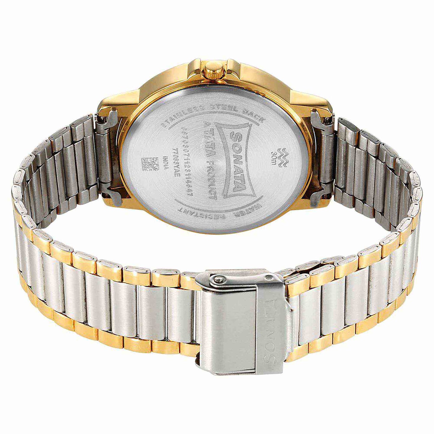Sonata Traditional Essentials Quartz Analog Green Dial Stainless Steel Strap Watch for Men