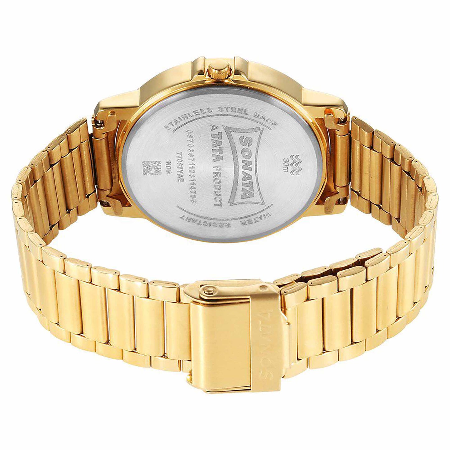 Sonata Traditional Essentials Quartz Analog Champagne Dial Stainless Steel Strap Watch for Men