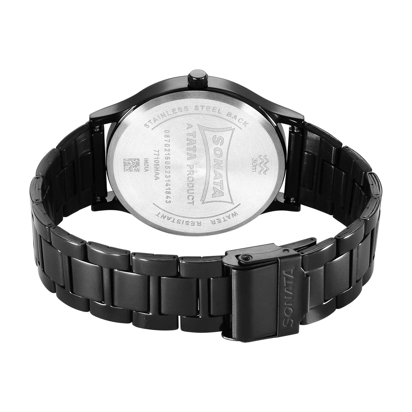 Sonata Aspire Quartz Analog Black Dial Stainless Steel Strap Watch for Men