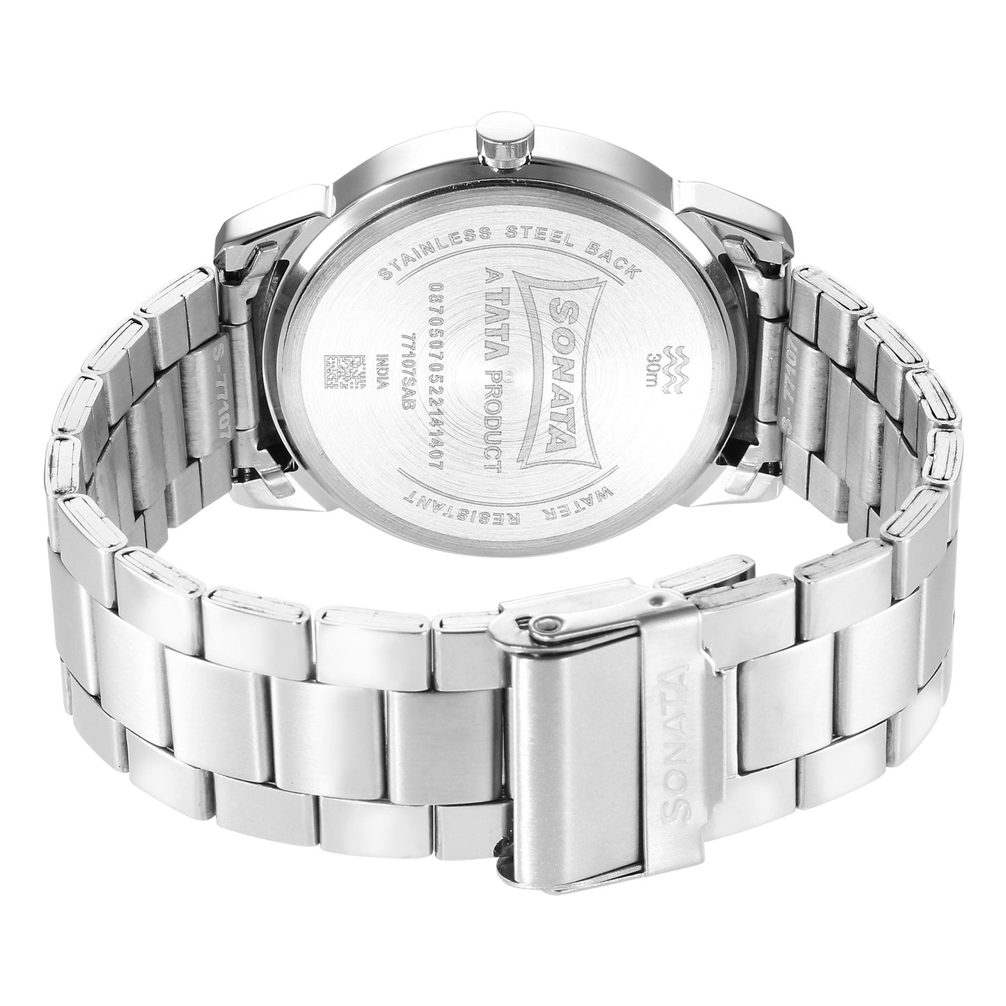 Knot Blue Dial Stainless Steel Strap Watch for Men