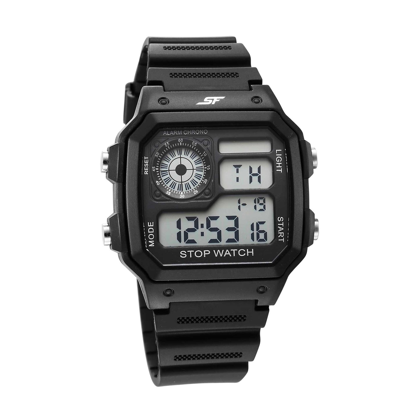 SF Hexa Digital Dial Unisex Watch With Polyurethane Strap