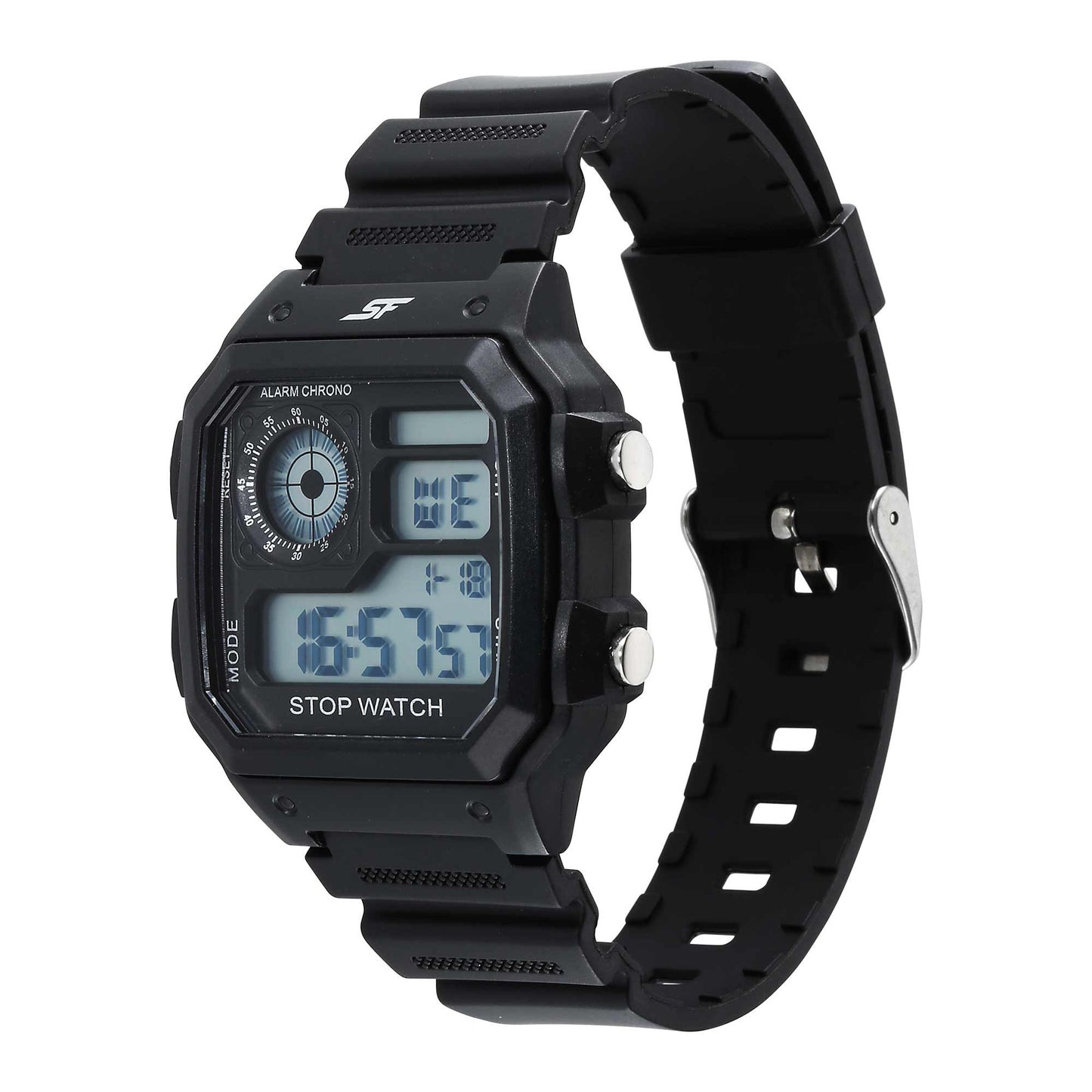 SF Hexa Digital Dial Unisex Watch With Polyurethane Strap