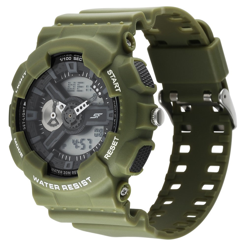 Sonata SF Dreamer Series Quartz Digital Analog Digital Black Plastic Strap for Men
