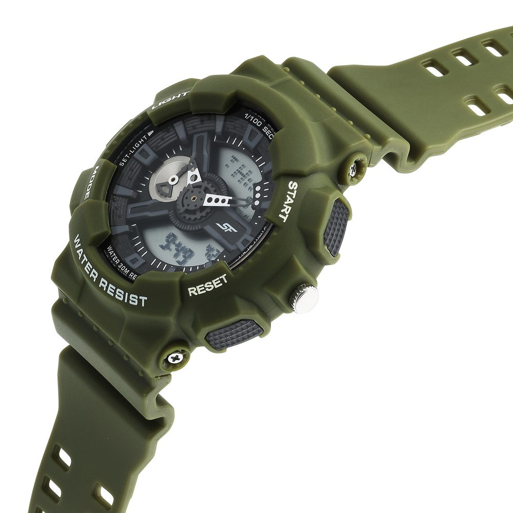 Sonata SF Dreamer Series Quartz Digital Analog Digital Black Plastic Strap for Men