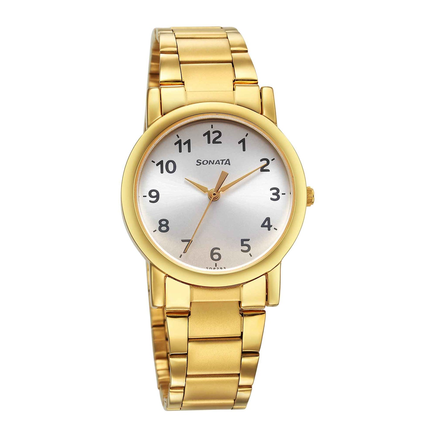 Sonata Classic Quartz Analog Silver Dial Golden Stainless Steel Strap Watch for Men
